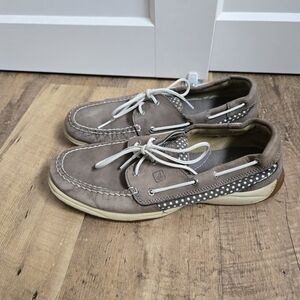 Sperry Women's Grey Leather 9.5m  Boat Shoes